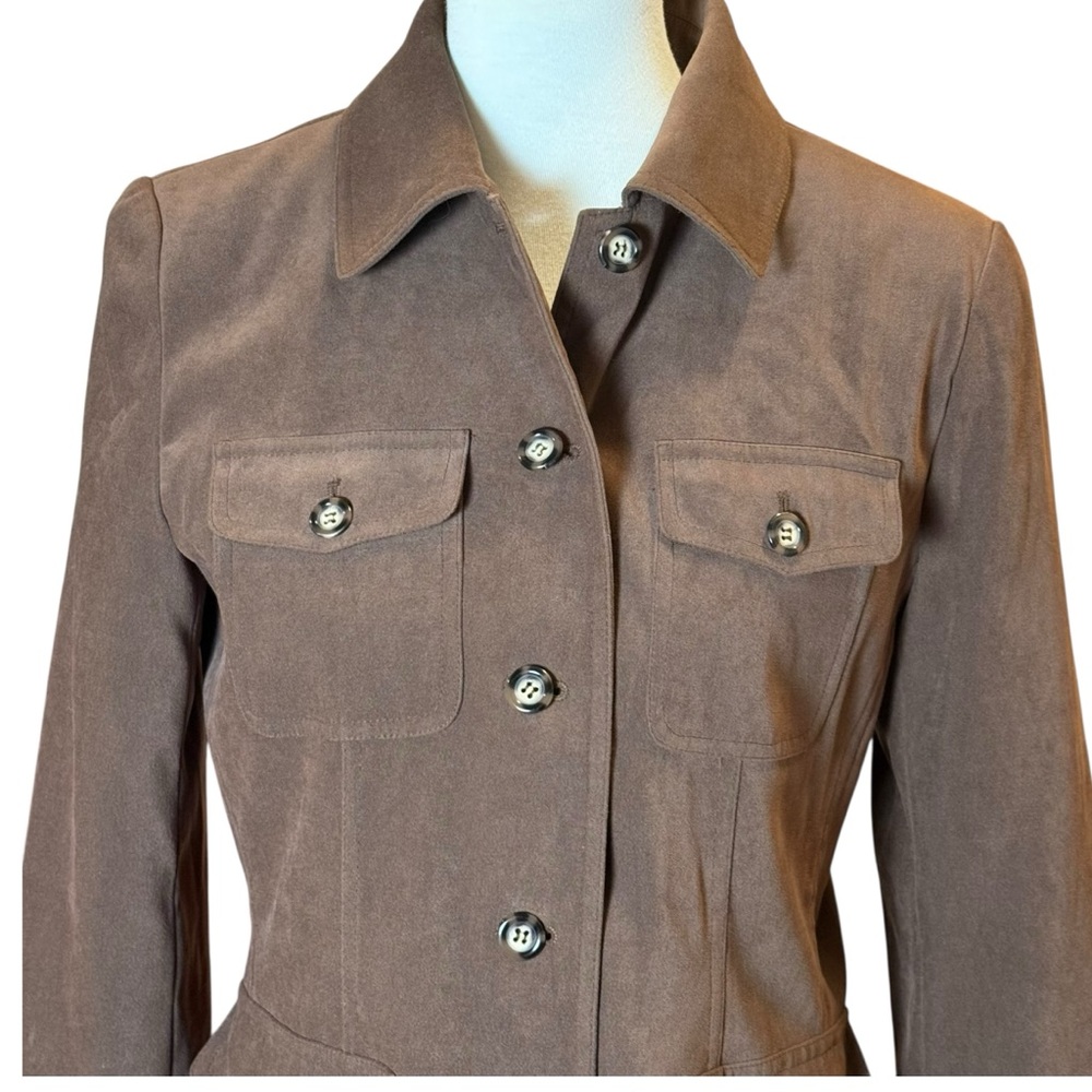 Talbots Brown Collared Utility Jacket with Button… - image 2